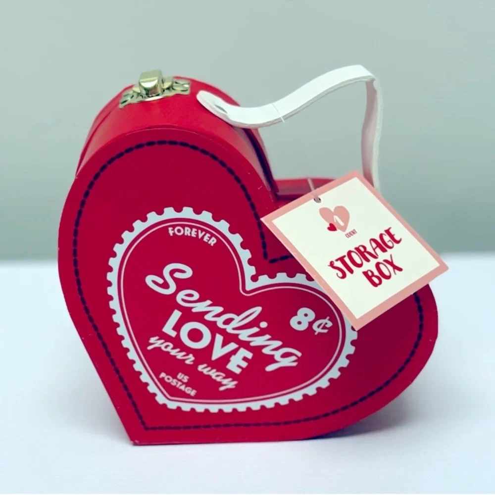 3 for $15 SALE New Target Bullseye Postage Stamp Red Heart Shaped Storage Box